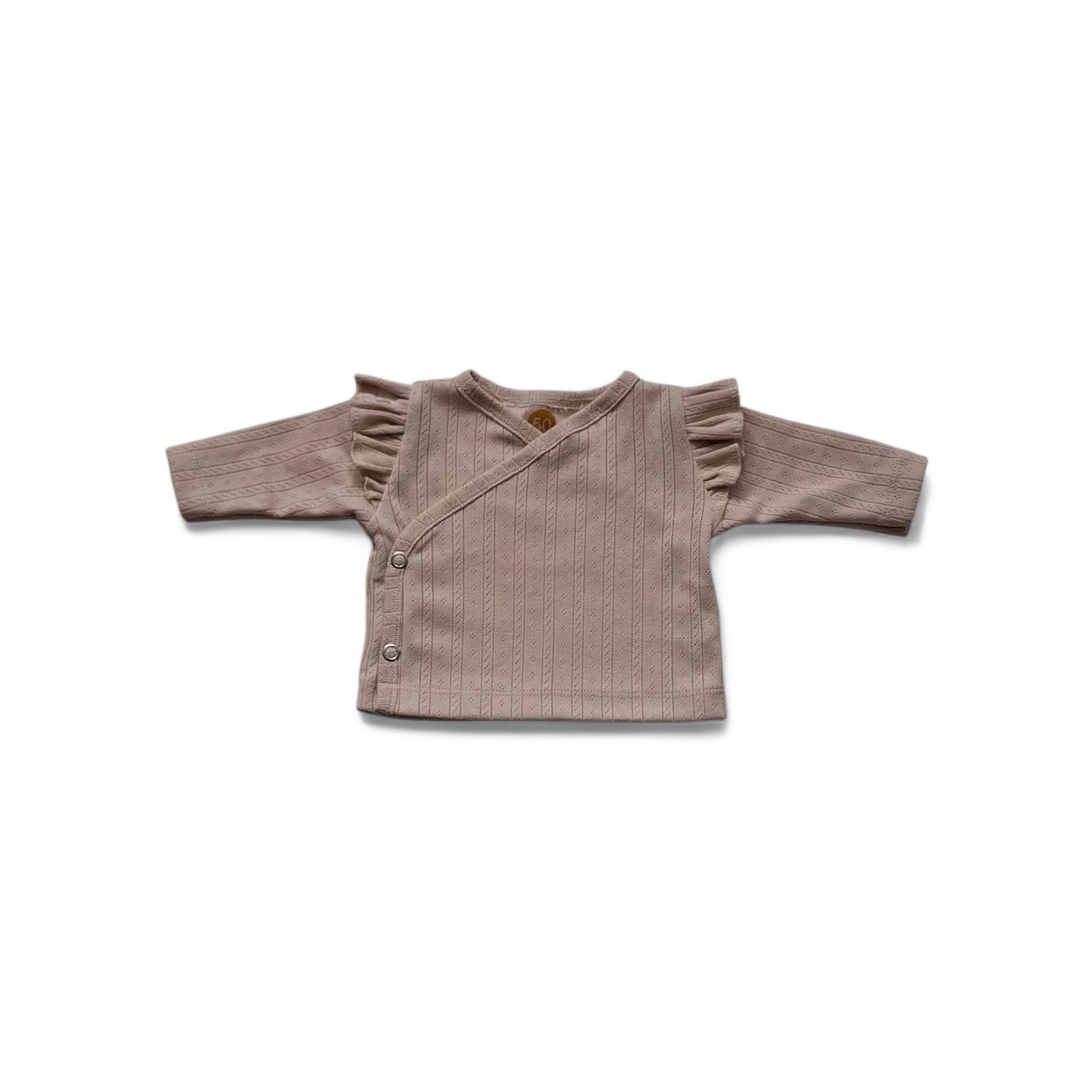 Overslagshirt pointelle lichtzand