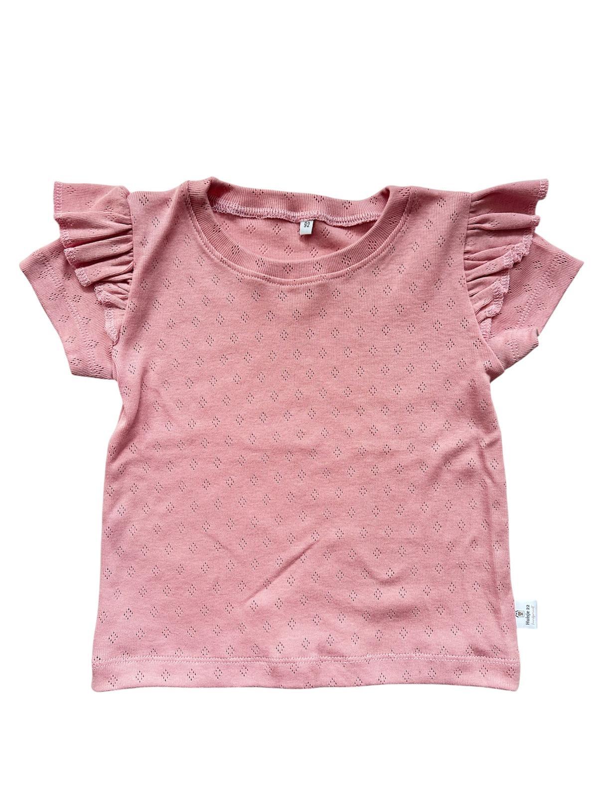 T-shirt Pointelle roze