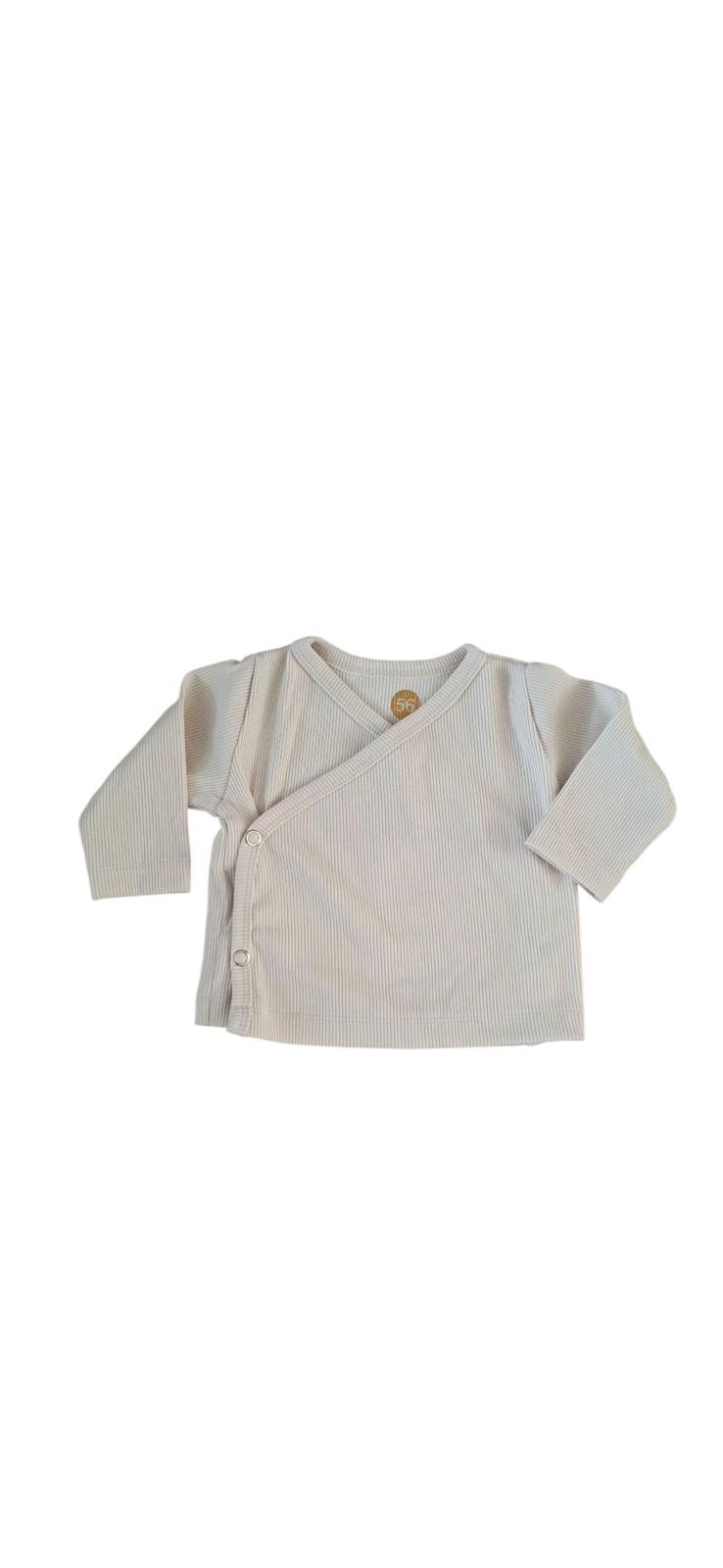 Overslagshirt beige rib
